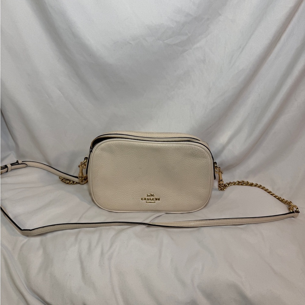 Coach Ivory Crossbody Bag with Gold Accents